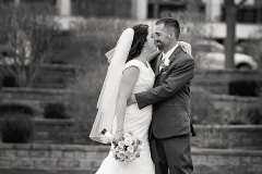 Black-and-white-photo-of-bridge-and-groom